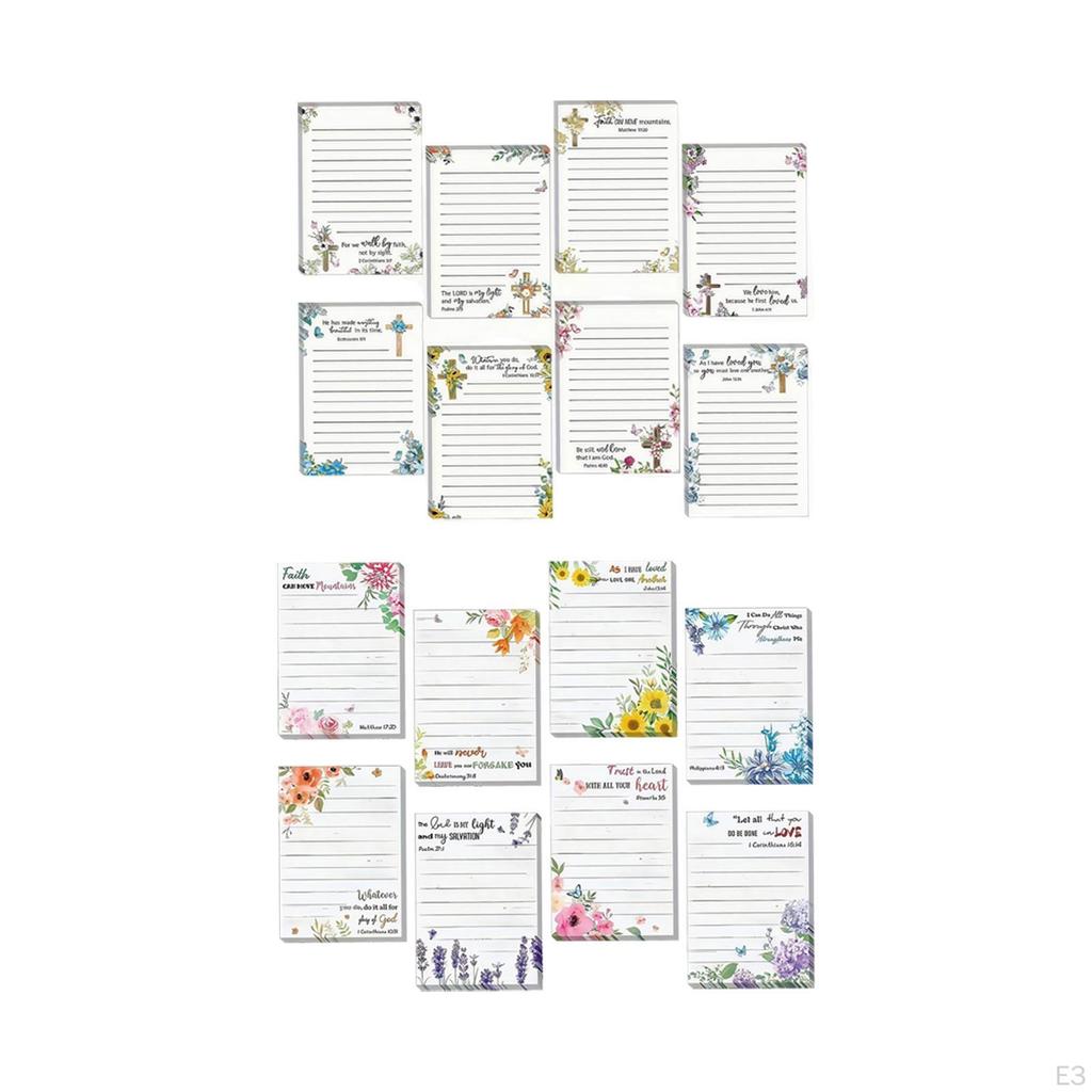 8 Bible Sticky Notes with And Quotes, Floral Christian Design, Inspirational Memo Pads for