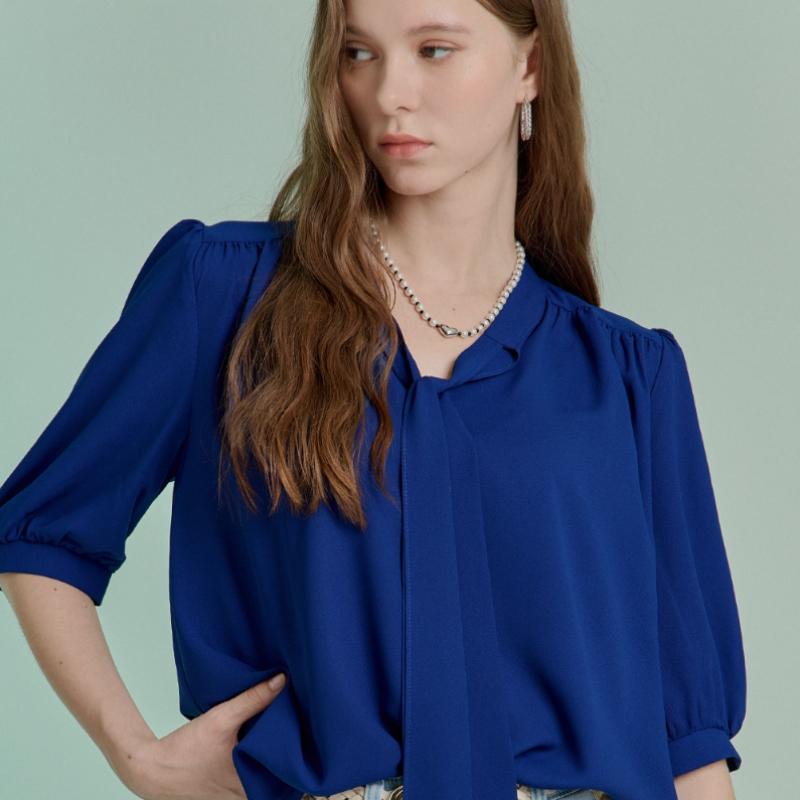 MAXZA Шифоновая блузка с оборками и завязками-лентами 7/8 Zd07qb600on