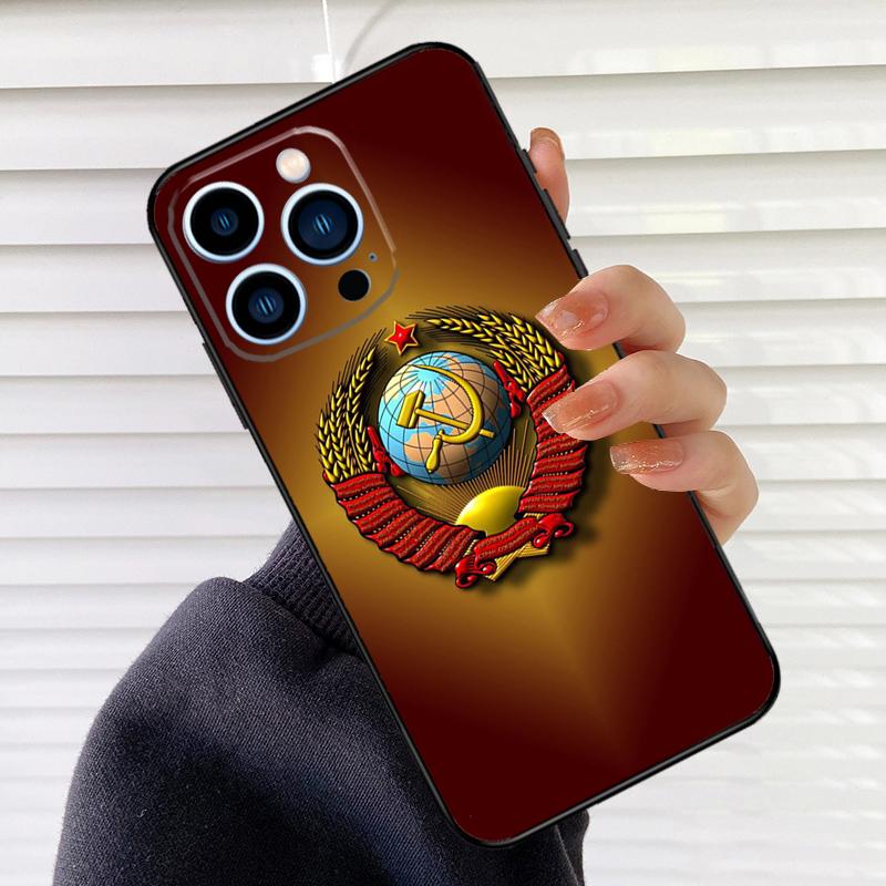 Soviet Union USSR Flag Case For iPhone 16 15 13 14 Pro Max 12 Mini 11 14 Pro Max X XS XR Plus Soft Cover Coque
