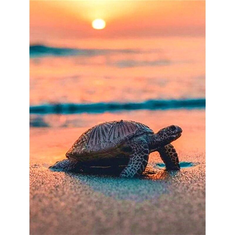 Новый 5D DIY алмазная живопись морская черепаха Алмазная вышивка вид на море вышивка крестиком полная круглая дрель домашний декор ручной подарок