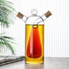 Двухслойный стеклянный кувшин для масла 2-в-1 Бутылка для масла и уксуса Главная Креативная двухгорлая стеклянная кувшин для масла в форме пробки Кухонный инструмент для приправ