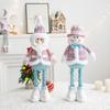 Retractable Santa Snowman Reindeer Plush Doll Set Blue Pink Christmas Decorations for Window Display Home Party