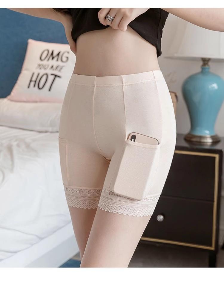 Кружевные защитные шорты, женское летнее бесшовное нижнее белье с карманами, женские шорты, трусы с высокой талией, женские трусы, нижнее белье