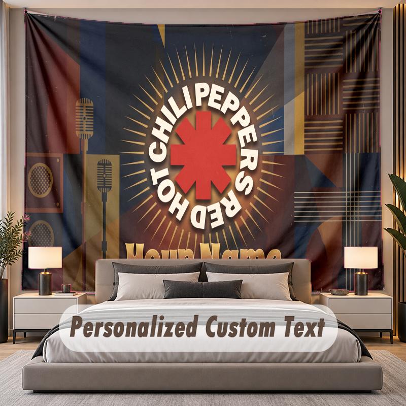Custom Name Text Tapestry Red Hot Chili Peppers Personalized Polyester Wall Tapestry For Bedroom And Room