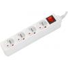 Power Strip - White - 4 Outlets - Switch - 0.80 M - Indoor - Plastic