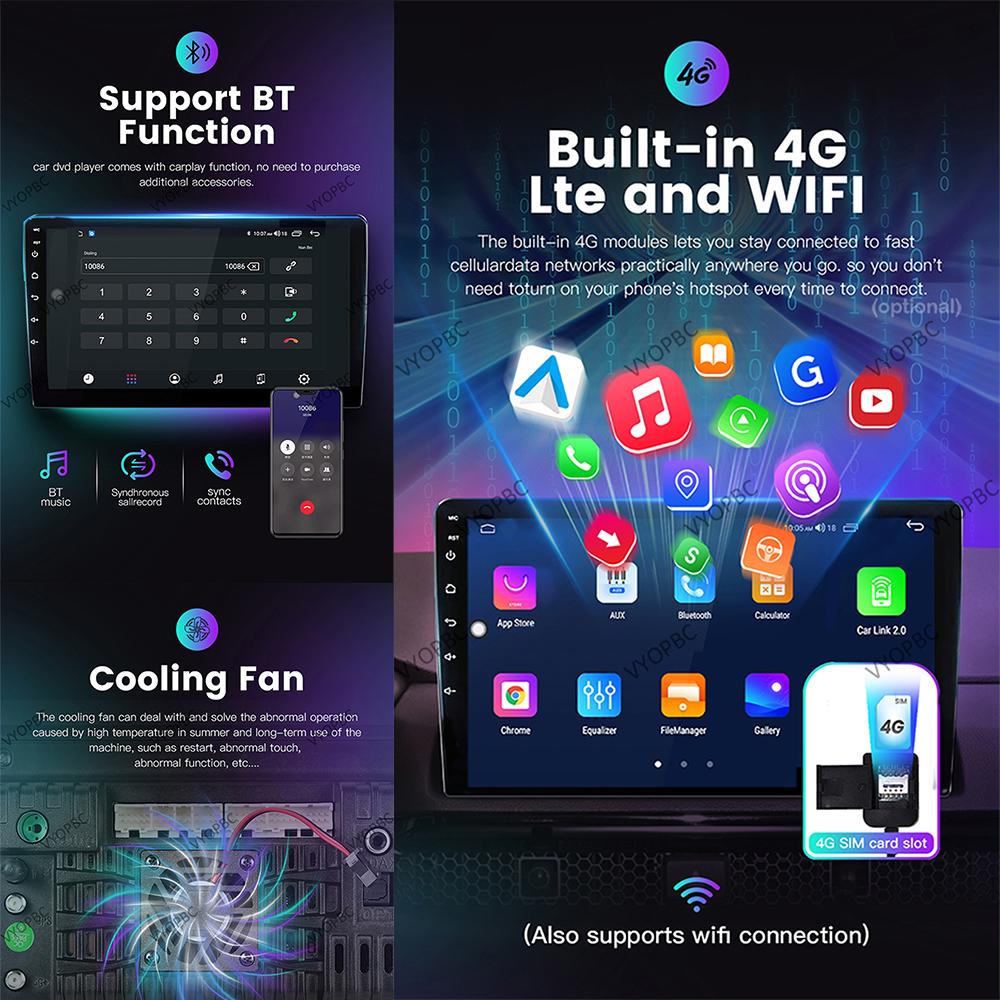 Автомагнитола Android 14 для Ford Fiesta Mk 6 2009 - 2018 2 DIN Навигация GPS Carplay Авторадио Стерео Мультимедийный Головной Блок 5G LET WIFI