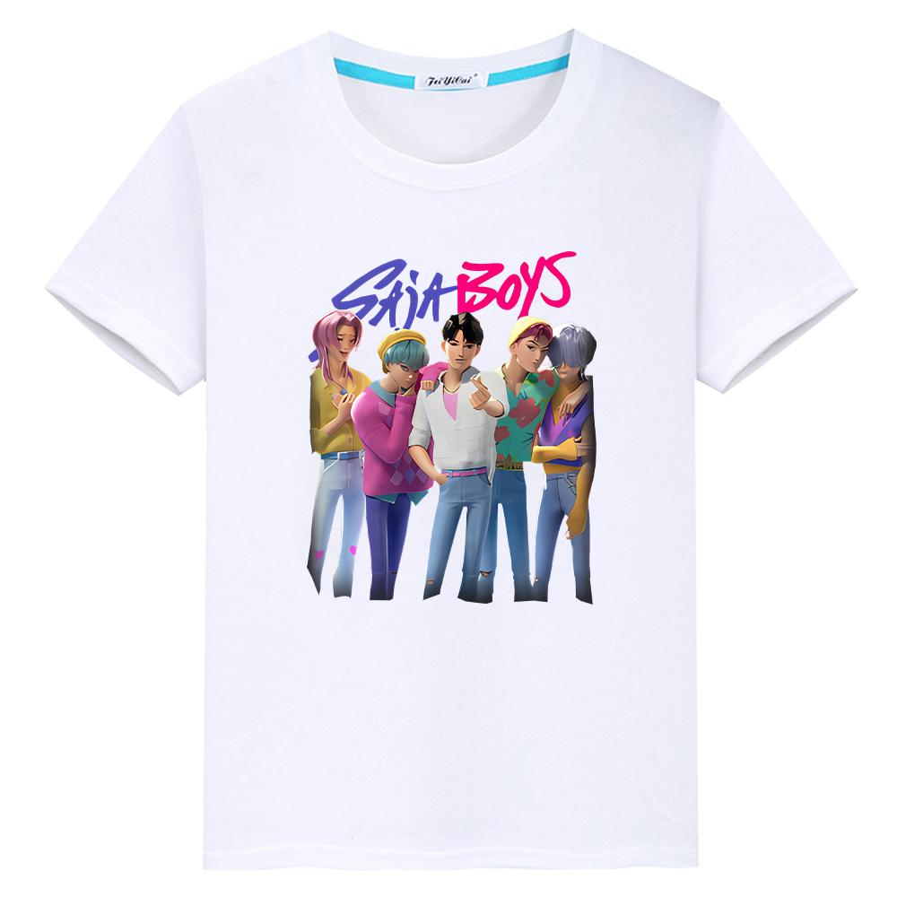 Saja Мальчики Принт 100%Хлопок футболка для детей мальчик 10лет аниме Короткий kpop охотники на демонов Кавайные футболки Милые топы y2k одежда для девочек