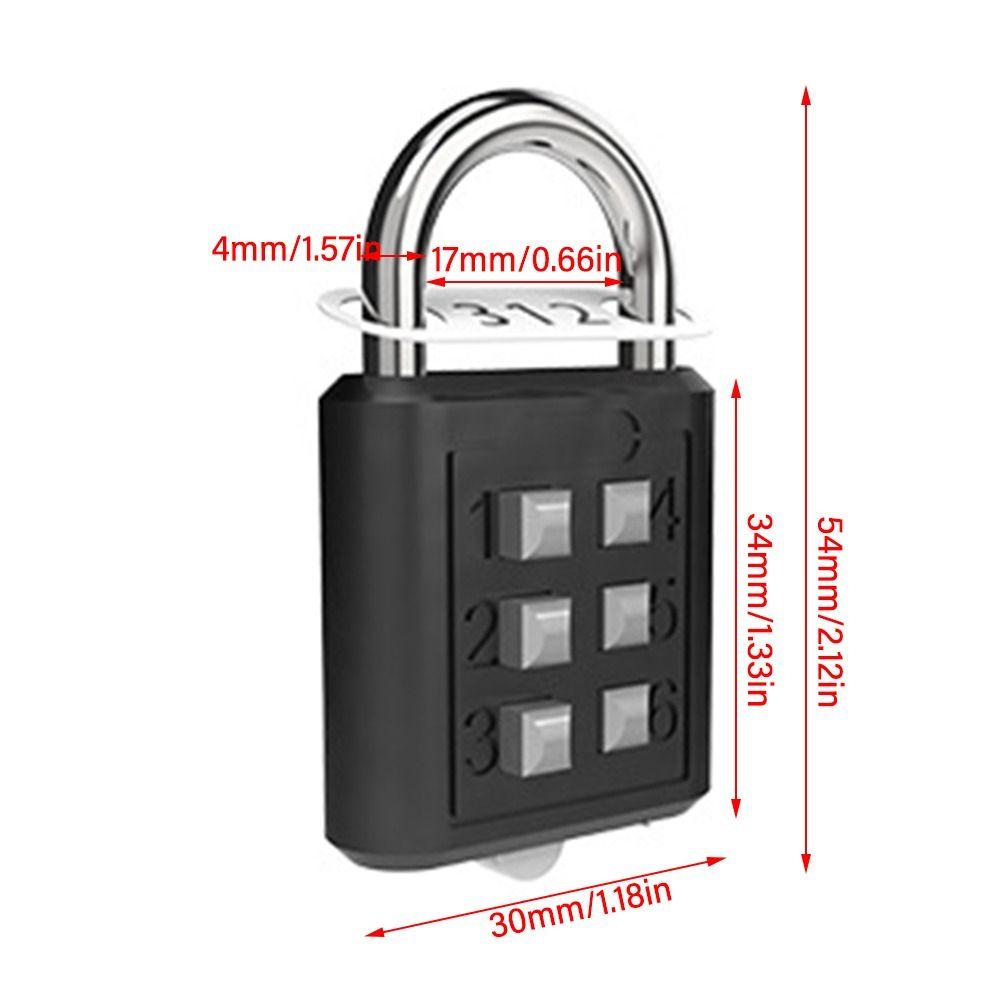 Security Dormitory Cabinet  Lock Luggage Padlock Backpack Zipper Lock 6 Digit Button Password Lock