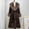 Новое осенне-зимнее пальто 2025 года из искусственного лисьего меха с леопардовым принтом