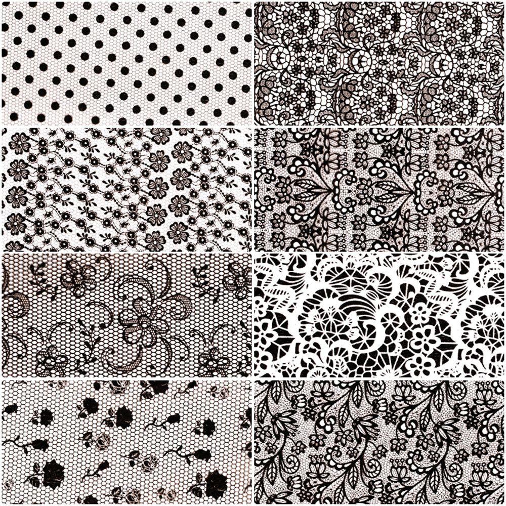 Красота Ногтей Фольгированная Наклейка Звездное Небо Переводная Бумага Набор Фольги для Ногтей Черный Белый Кружевной Стикер для Нейл-Арта