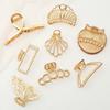 Korean Geometric Metal Hair Claw Clamp Ponytail Hair Crab Moon Shaped Hairpin Solid Color Hair Clip Women Hair Style Accessories