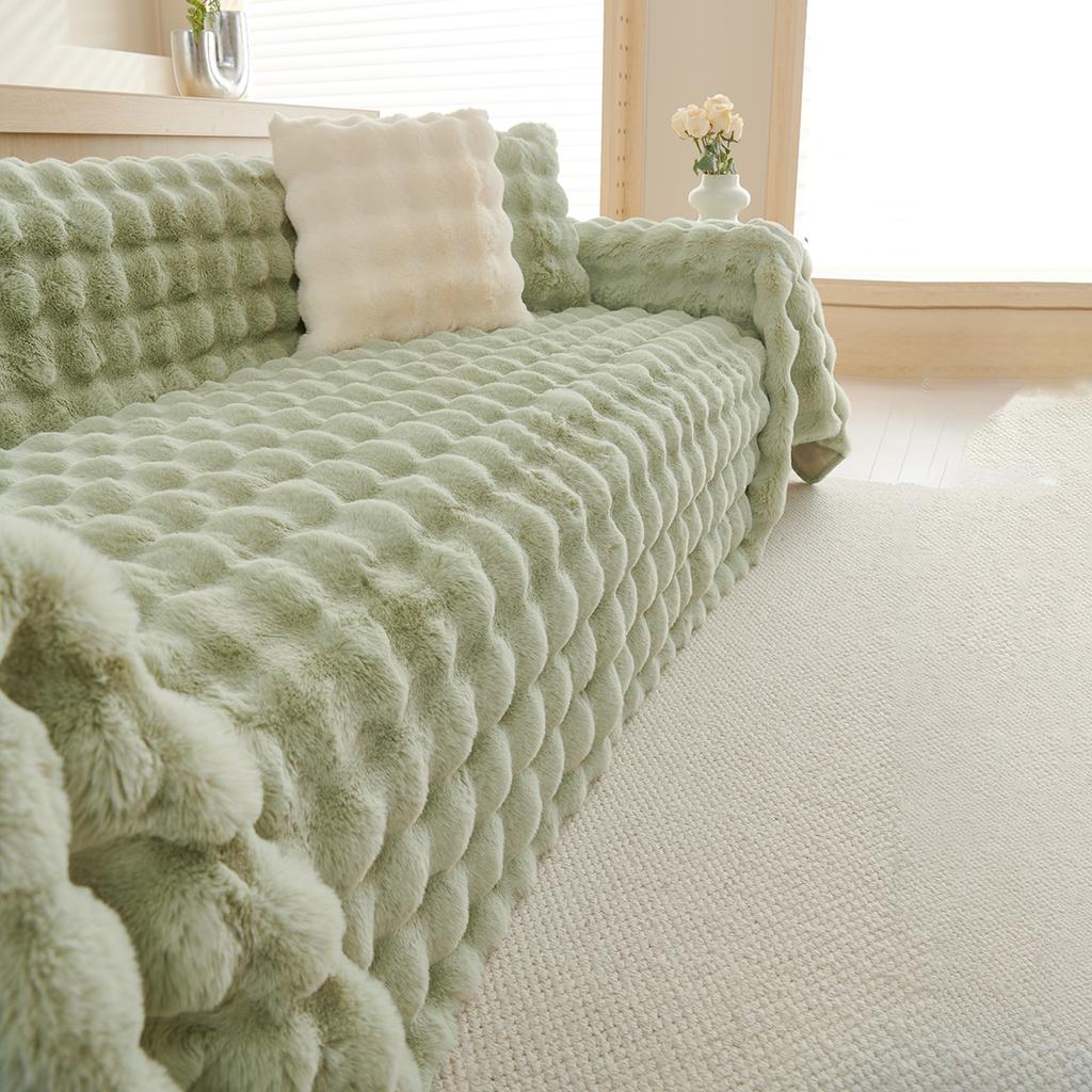 Зимнее мягкое и удобное плюшевое полотенце для дивана с кроликом и пузырьками, простое современное однотонное универсальное полотенце для дивана