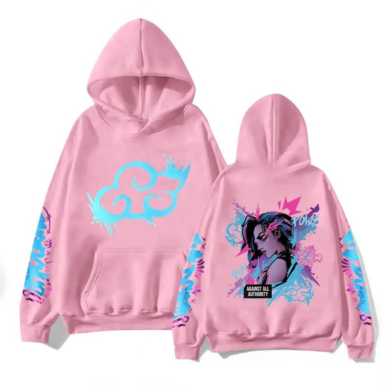 Y2k Arcane Jinx Милая толстовка с капюшоном с принтом аниме Harajuku Kawaii Длинные рукава Мультяшная флисовая одежда Moletom Fashion Толстовки и свитшоты для женщин
