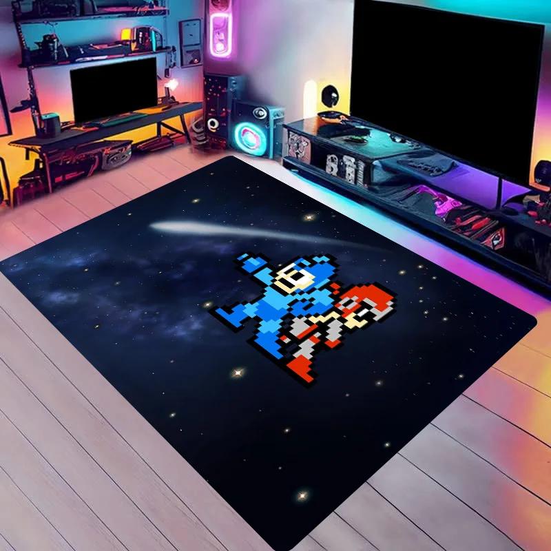 Stylish European and American Series Living Room Robot Game Carpet Mat M-Megaman Pattern Rugs Tent Mats