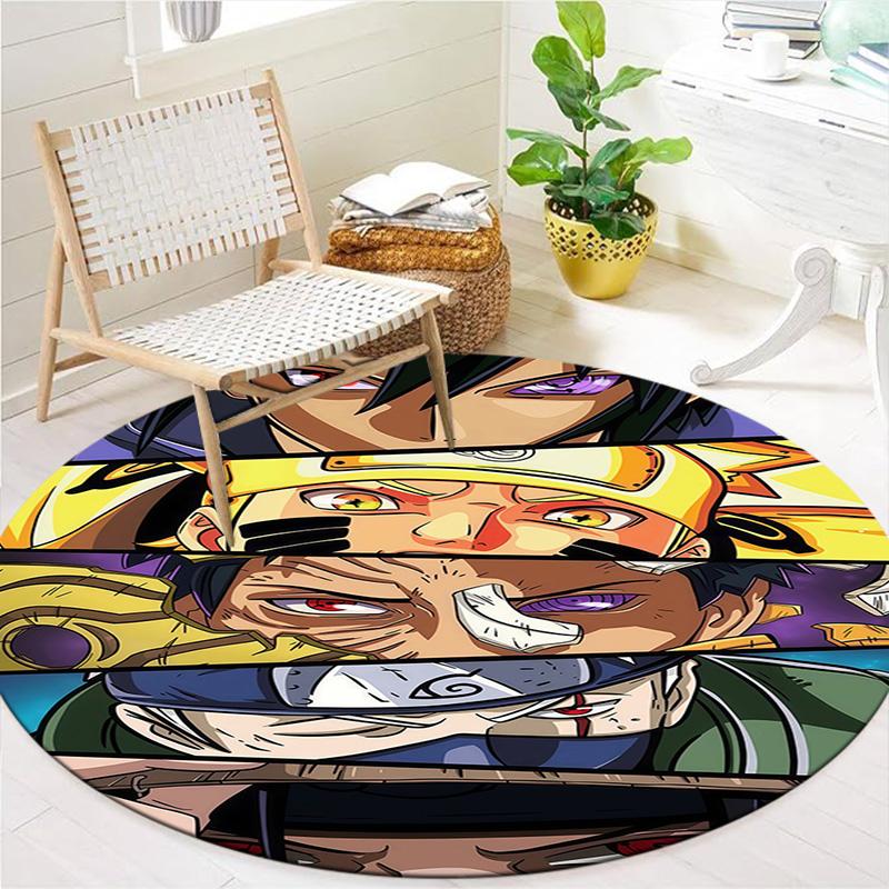 Naruto Generations Round Area Rug Carpet Rug For Living Room Bedroom Sofa Playroom Decor Nonslip Floor Mat
