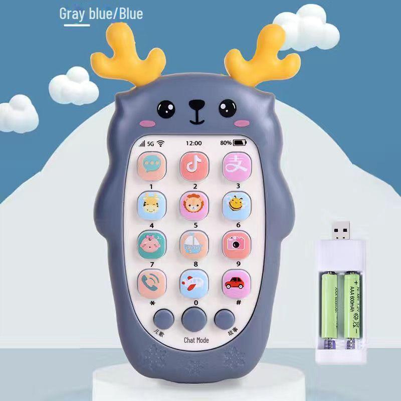 Перезаряжаемая развивающая музыкальная игрушка-телефон для девочек и мальчиков, жевательный дизайн, для возраста 0-3 года