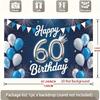 1pc Birthday 60th Confetti Balloon Durable Hanging Banner Blue White Polyester