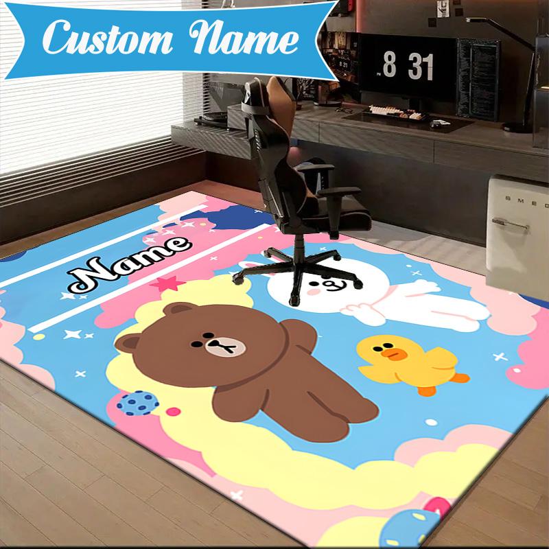 Custom Name Valentine's Day Sweet Treats Rug for Living Room, Game Rooms, Office, Bedroom, Floor Mat Playful Design, fan gifts Christmas decor