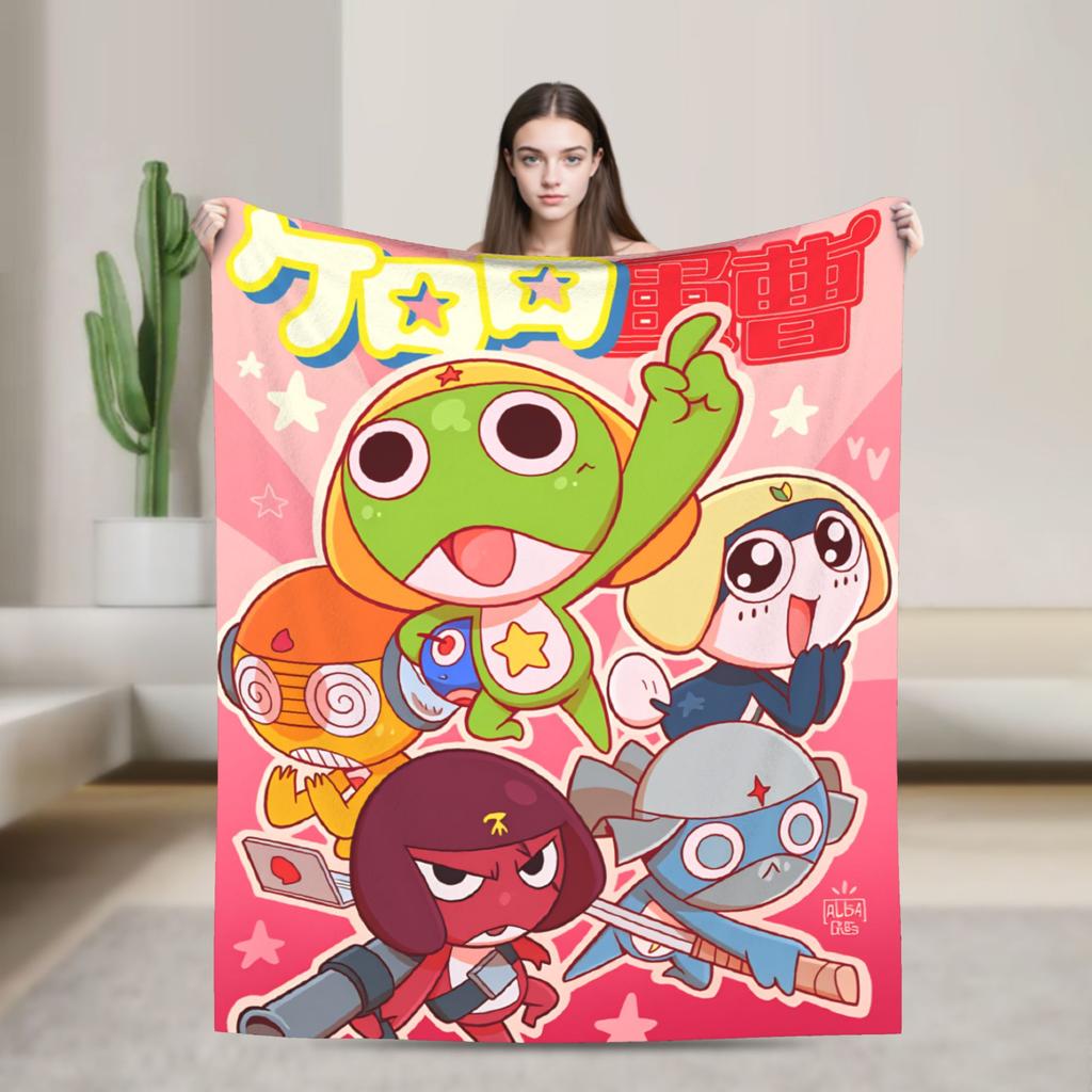 Keroro Gunsou Frog Super Warm Blanket Decorative Plush Throw Blanket Aesthetic Couch Chair Flannel Bedspread Sofa Bed Cover