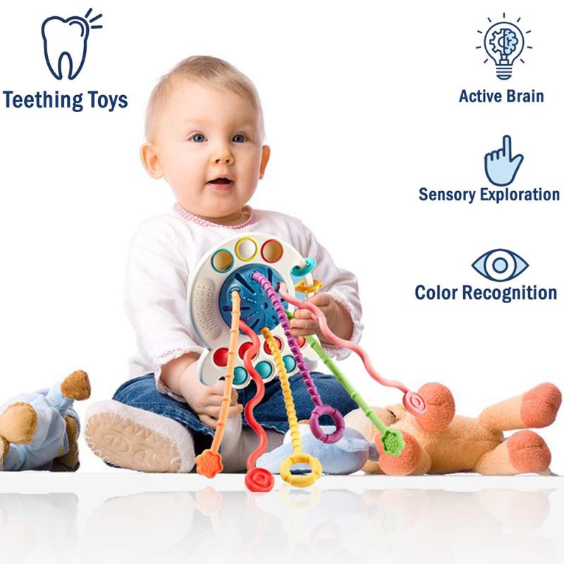 Игрушки на веревочке в виде осьминога для детей 0-3 лет, развивающие мелкую моторику, сенсорные игрушки для
