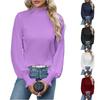 Women's Fashionable Round Neck Long Sleeved Solid Color Loose Shirt Top