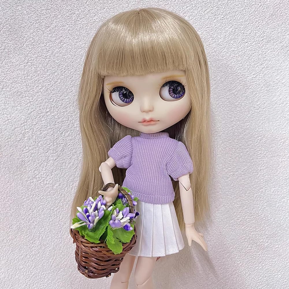 Наряд rakulifey для кук Blythe, комплект из 2 предметов (белый + хаки), включает топ и юбку, подходит для кукол Neo Blythe и Obitsu 24.