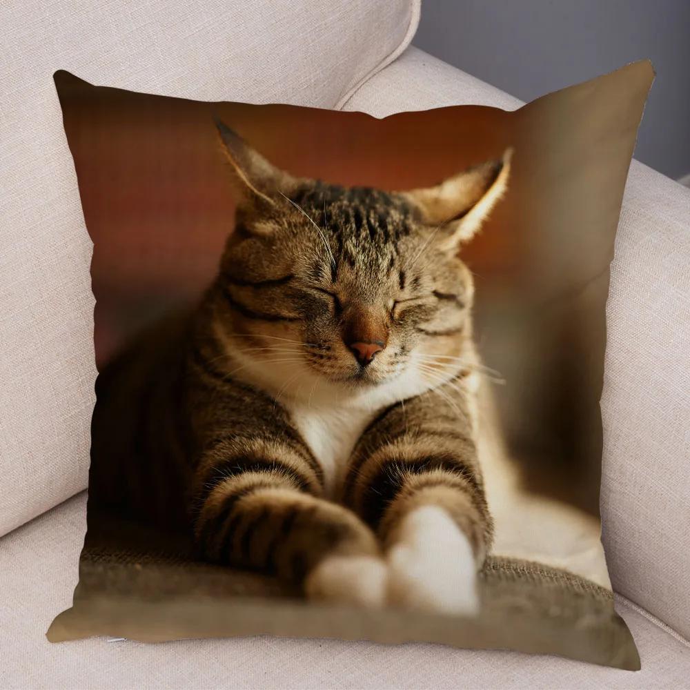 Симпатичная наволочка с принтом домашних животных, забавная кошка, украшение для автомобиля, дивана, домашняя наволочка