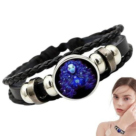 Homkilkn Constellation Bracelet - Rope List Band Braided Zodiac Spirit Leather Unisex Adults