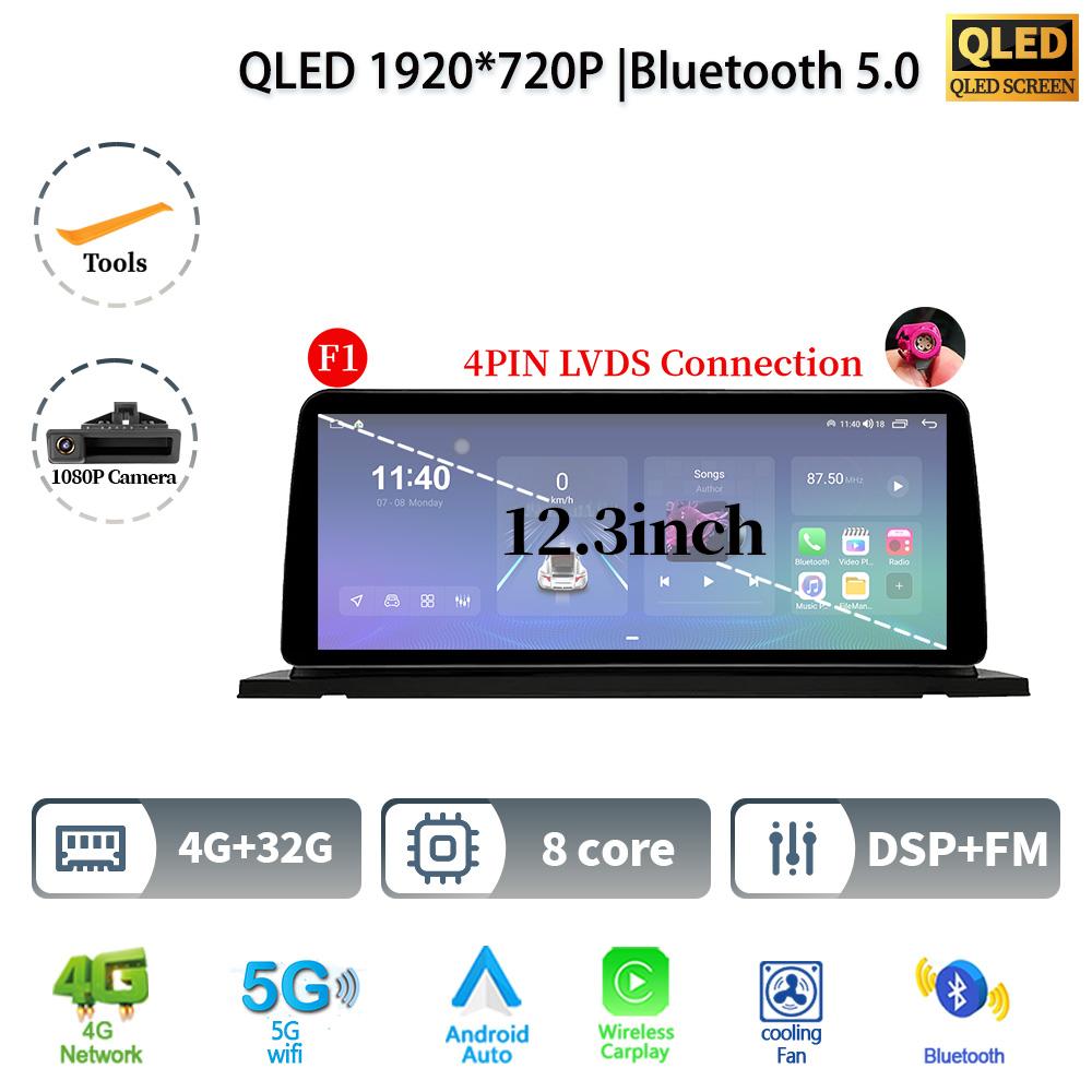 12,3" для BMW 5 серии F07 GT 2011-2017 Android 14 автомобильное радио мультимедиа стерео 4G GPS навигация WIFI беспроводной BT CarPlay экран