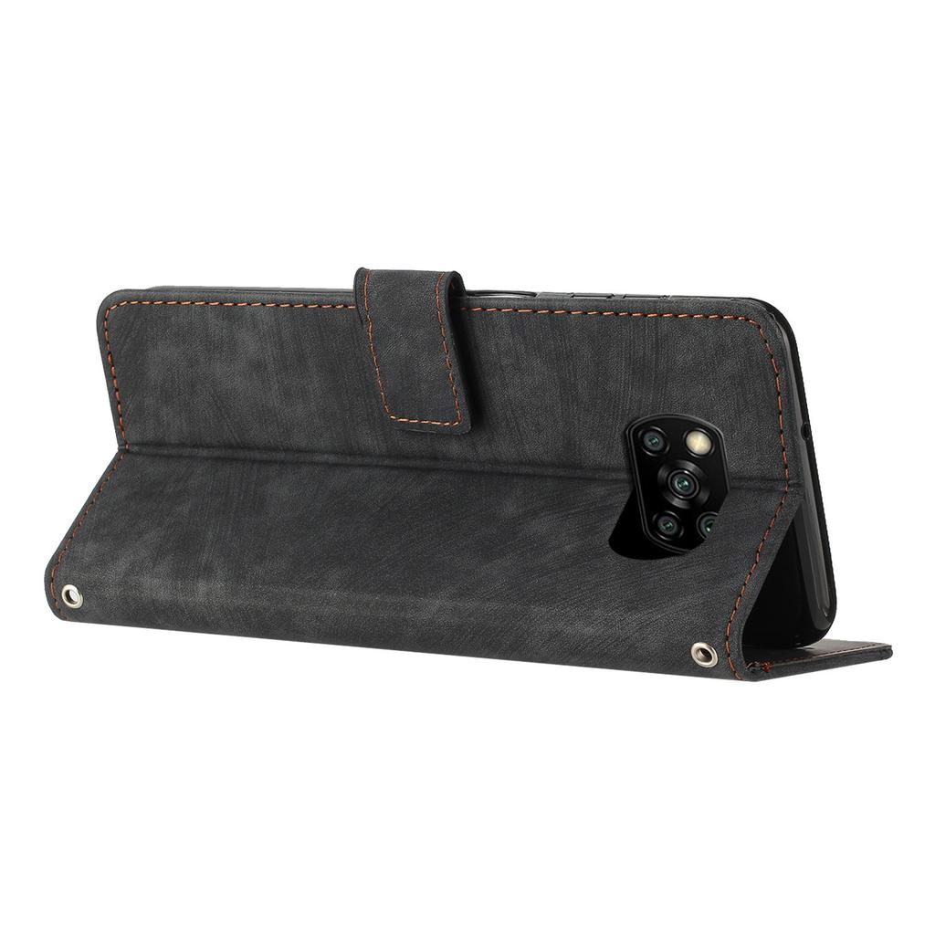 Для Xiaomi Poco X3 NFC/X3/X3 Pro Чехол для телефона с тиснением линий, имитирующий кожу, откидная подставка, кожаный чехол-кошелек