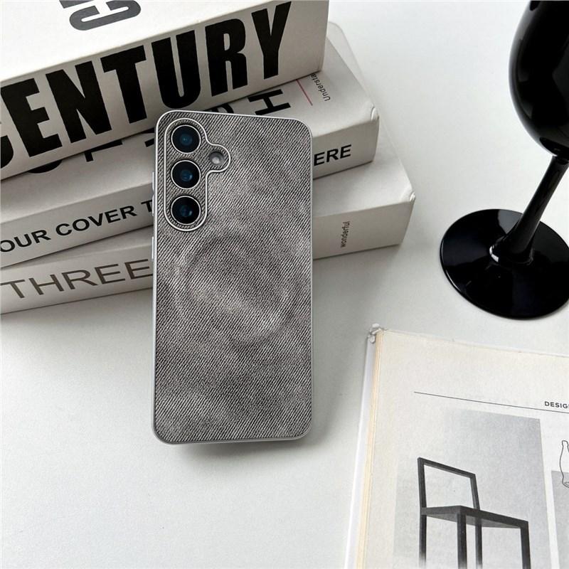 Новый чехол для мобильного телефона Samsung s25Ultra с гальваническим покрытием и магнитной застежкой, узор под кожу S24plus + защитный чехол, всесторонний, противоударный, Edge
