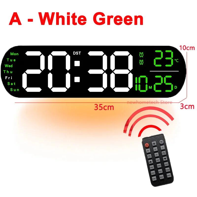 Digital Wall Clock Large LED Screen Temperature Humidity Display Electronic Alarm Clock Creative Home Decoration Remote Control