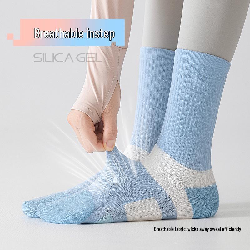 Женские спортивные махровые носки до середины икры - Влагоотводящие и амортизирующие, Идеальны для весеннего и осеннего бега и бадминтона