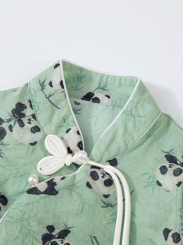 Летний ханьфу для девочек 2025: Новый топ в китайском национальном стиле и брюки широкого кроя, детский костюм-двойка.