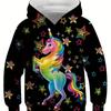 Cartoon Unicorn Girls Hoodies Pullover Long Sleeve 3D Printed Fall Winter Fashion Cute Kids Casual Hooded Sweater