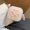 Корейский полосатый 3D чехол-кейс с бантом для беспроводных наушников AirPods Pro 3 2, защитная крышка для гарнитуры AirPods 4 3 2 1 с брелоком