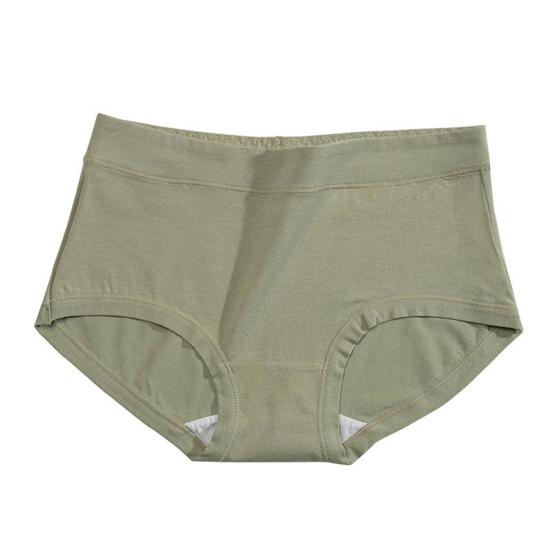 Fashionable Women's Mid-rise Breathable Butt-lifting Plain Cotton Large Size Triangle Panties