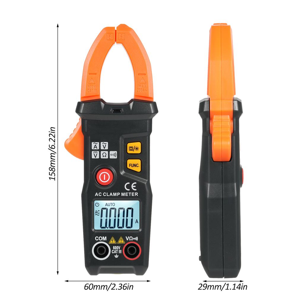Digital Clamp Meter Multimeter Tester 6000 Counts with Backlight Measures AC Current ACDC Voltage