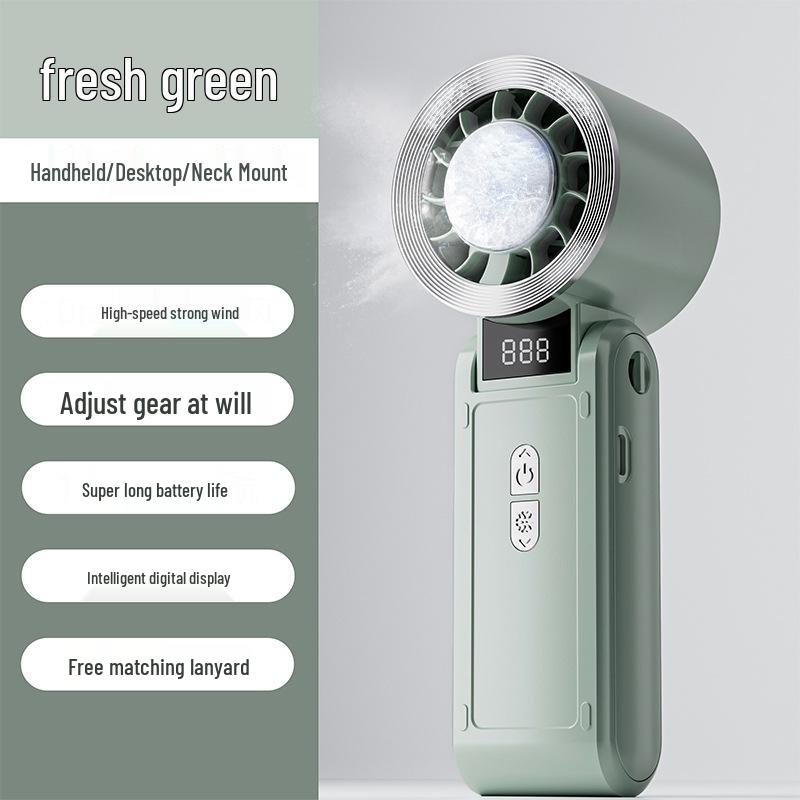 Portable Foldable Handheld Mini Fan with USB Charging & Digital Display