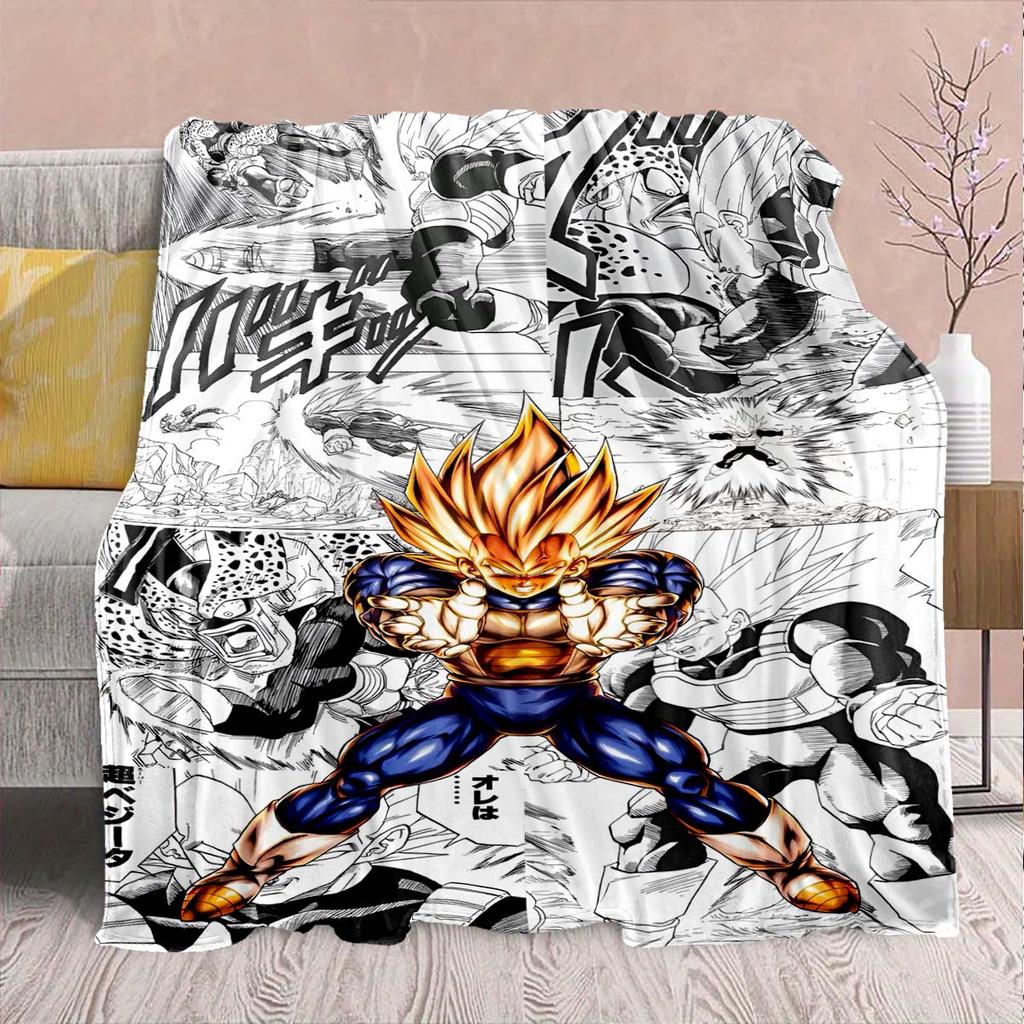 Фланелевое одеяло из аниме Dragon Ball - Мягкое, теплое, идеально подходит для дивана, постельного белья, кемпинга, путешествий, офиса, домашнего декора -QJY