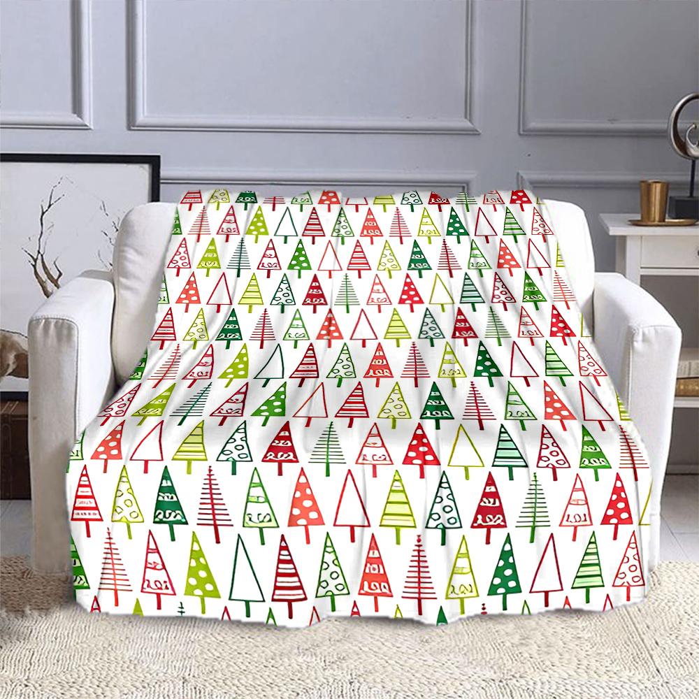 Colorful Christmas Tree Pattern Design Patterned flannel blanket perfect for the bedroom living room, sofa, or a little nap