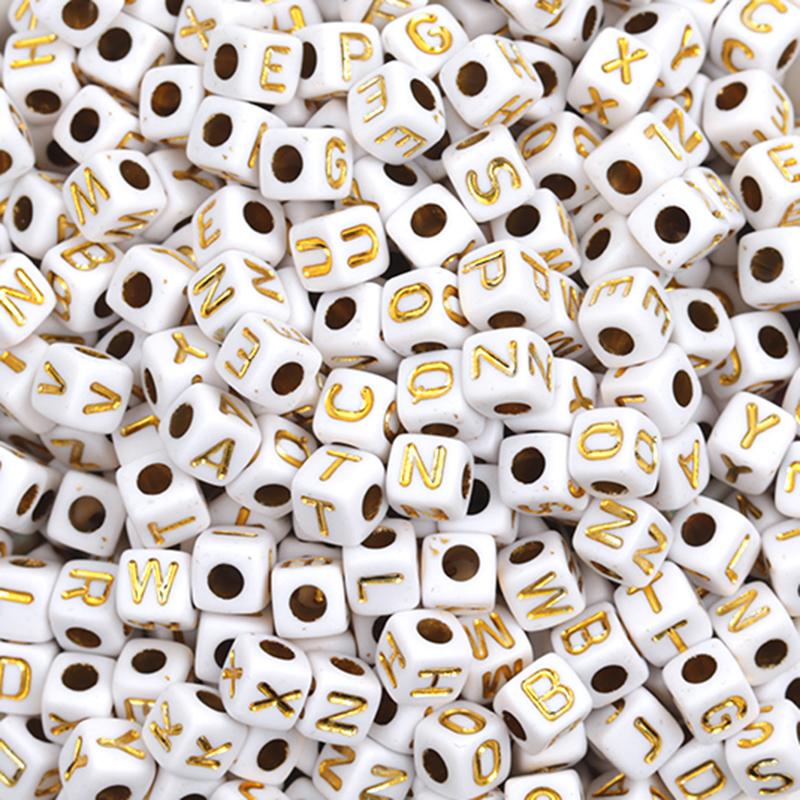 100Pcs/Lot Trendy Acrylic Square Alphabet Beads Large Hole Letter Loose Spacer Bead Jewelry Handmade Bracelet Making Supplies