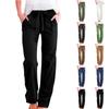 Women's Casual Straight Leg Pants Solid Color Casual Long Pants With Pockets
