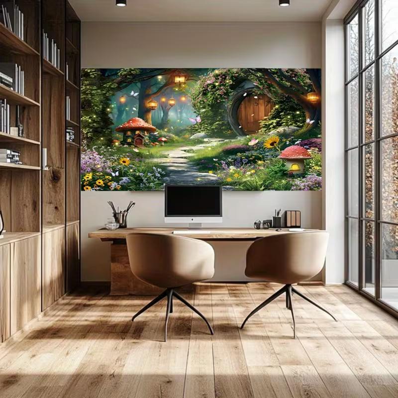 2D Фотофон «Волшебный Лес: Грибной Домик» для Фотосессии Малышей