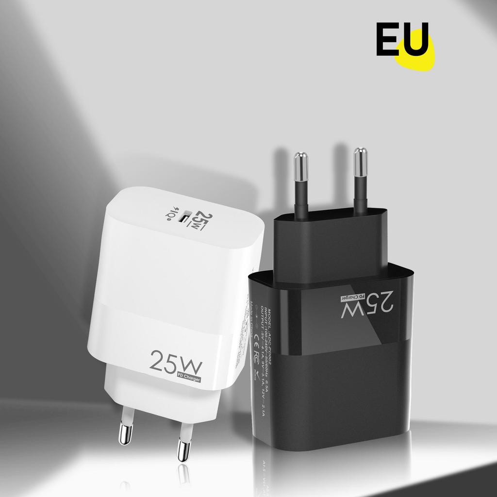 Зарядное устройство Type-C PD 25 Вт: Однопортовый адаптер стандартного типа EU/US/UK для мобильных телефонов