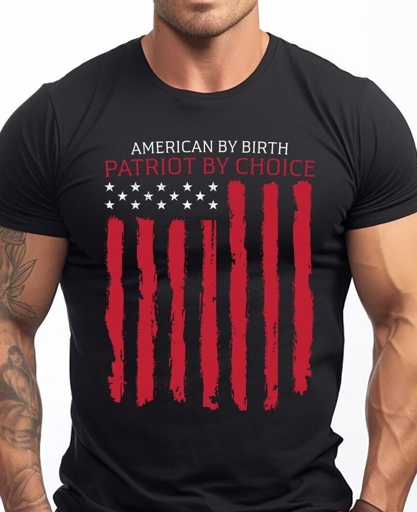 Американец по рождению Патриот по выбору Черная футболка Патриотическая футболка США для мужчин