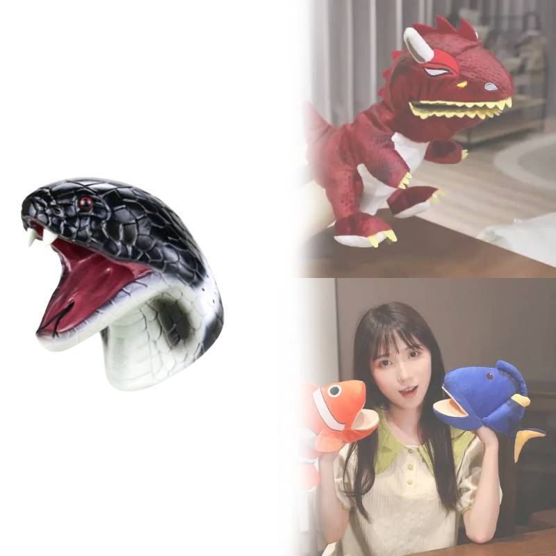 Игрушка-рукавичка в виде животного с реалистичной змеиной головой для развивающей игры детей