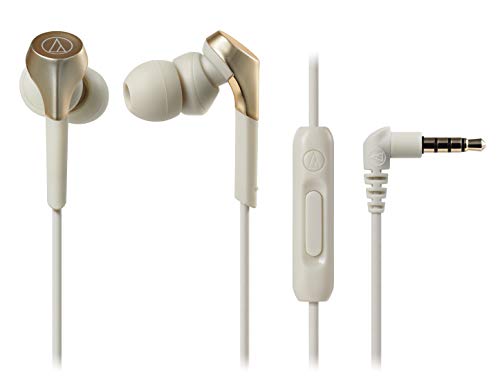 Audio-Technica ATH-CKS550XiS CG Wired In-Ear Earphones for Smartphones, Deep Bass, High-Resolution Audio Compatible, Champagne Gold