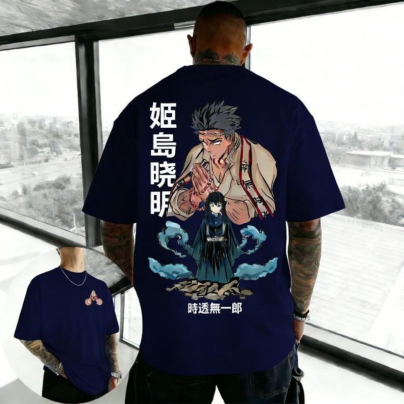 Street Style Ghost Slayer Anime Printed Tshirt Harajuku Style Summer Unisex and Women Daily Anime Enthusiast Tshirt