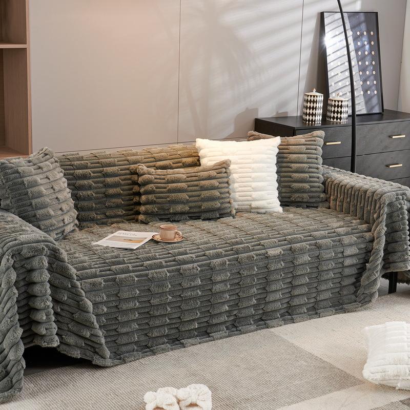 Зимний чехол для дивана из меха кролика, ультрамягкий чехол, полотенце, одеяло, плотный, универсальный, для защиты мебели, домашний декор